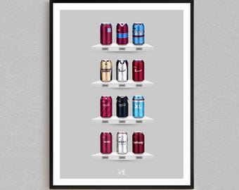 Bubbles & Barrels Co - Classic Can Print | West Ham Gifts | Retro Football-Inspired Beer Can Wall Art | Gift For Football Fans