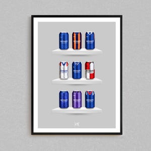 Rangers &#39;9 in a Row&#39; Classic Kit Cans | Retro Football-Inspired Beer Can Wall Art | Gift For Football Fans