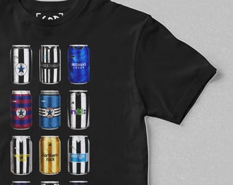 Tyne Side Brewing Co - Camiseta clásica con latas / Regalos de Newcastle / Camiseta retro con lata de cerveza inspirada en el fútbol / Regalo para aficionados al fútbol