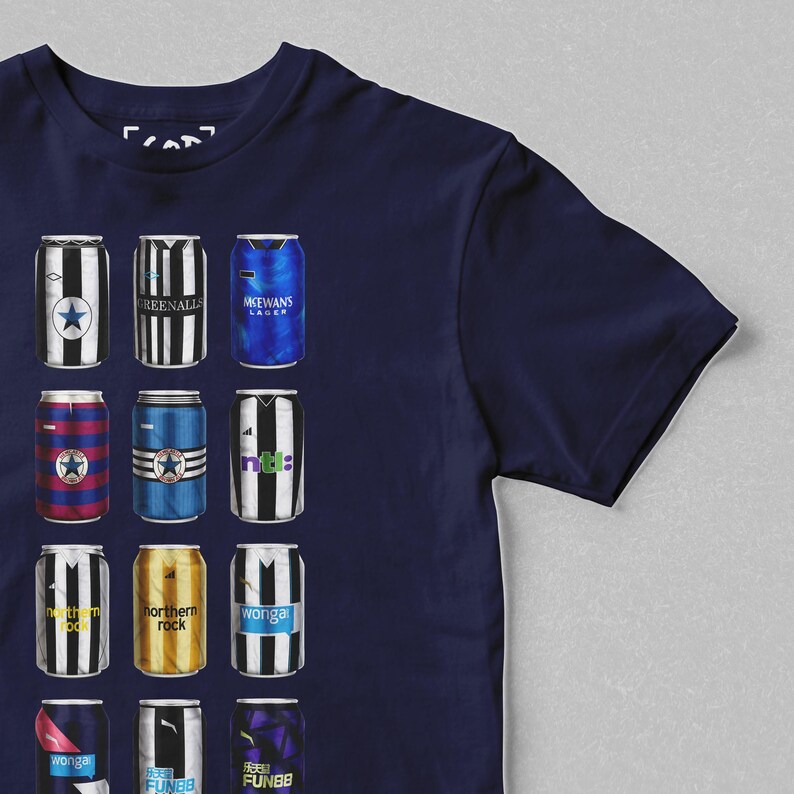 Tyne Side Brewing Co - Camiseta clásica con latas / Regalos de Newcastle / Camiseta retro con lata de cerveza inspirada en el fútbol / Regalo para aficionados al fútbol imagen 5
