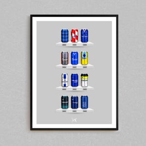 Blues Brews - Classic Can Print | Chelsea Gifts | Retro Football-Inspired Beer Can Wall Art | Gift For Football Fans