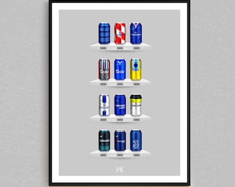 Blues Brews - Classic Can Print | Retro Football-Inspired Beer Can Wall Art | Gift For Football Fans