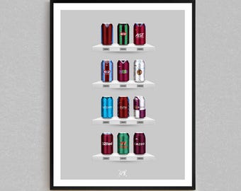 Claret Craft Co - Classic Can Print | Aston Villa Gifts | Retro Football-Inspired Beer Can Wall Art | Gift For Football Fans
