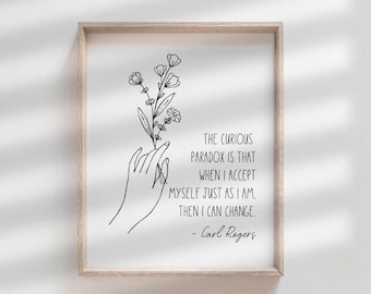Carl Rogers Quote Psychology Art Poster Psychotherapist Gifts Office Decor Social Worker Quotes Therapist Gift Clinical Posters Counseling