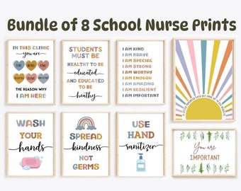 8 Health Clinic Decor School Nurse Office Decor Posters Boho Nurses Wall Art Desk Gift Specialist Clinical Sign Gifts