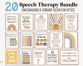 20 Logopädie Raum Poster SLP Dekor Sprache Pathologe Drucke Kunst Therapeut Klassenzimmer Büro Wand Geschenke Zeichen Ressourcen Kinder Printable