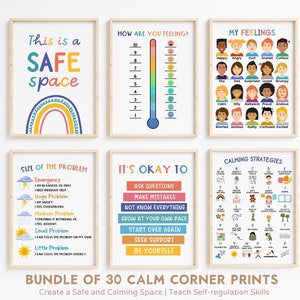 30 Calming Corner Wall Art Poster Calm Down Strategies Sign Printable Educational Feelings Chart Prints Preschool Decor Montessori Toddler