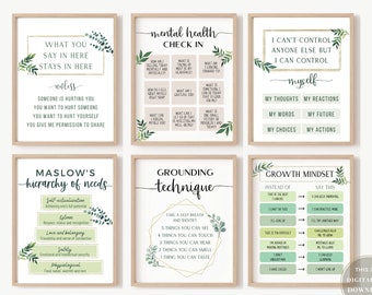 Set Counseling Office Decor Therapy Poster School Counselor Wall Art Confidentiality Printable Bundle 6 Social Worker Posters Psychotherapy