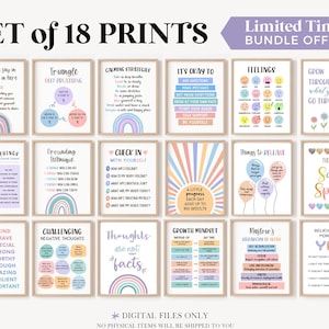 18 School Counseling Signs Posters Psychologist Office Decor Counselor Wall Art Therapy Confidentiality Classroom Set Print Bundle Door Gift image 1