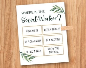 School Social Worker Sign Door Social Work Office Decor for Where is the Poster Hanger Social Worker Signs Art School Wall Printable Gifts