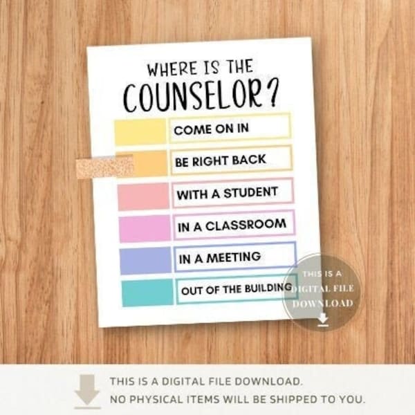 School Counseling Office Sign Door Counselor Decor Where Is The School Counselors Print Gifts Counseling Wall Art Signs Psychologist Gift