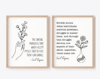 Carl Rogers Psychology Quotes Poster Counselling Gifts in Office Psychotherapy Decor Clinical Art Psychologist Print Sign Social Worker Wall