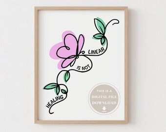 Healing Psychologist Poster Therapy Office Decor School Wall Print Sign Psychology Art Anxiety Counselor Mental Health Quotes Is Not Linear