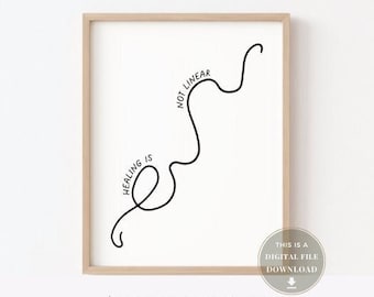 Healing Is Not Linear Psychologist Office Decor School Counselor Wall Art for Therapy Psych Prints Therapist Poster Sign Mental Health Gifts