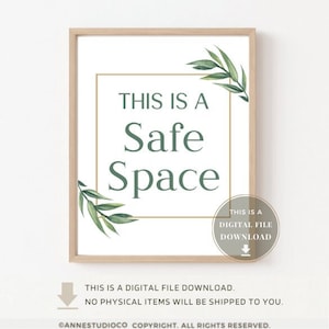 This Is A Safe Space Poster Sign Counselor Office Printable Counselors Decor for Social Worker Printables Counselling Posters Zone Print Art
