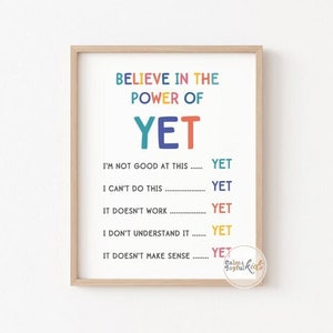 The Power of Yet Poster Classroom Therapy Office Decor Growth Mindset School Counselor Mental Health Print Counseling Sign Social Worker Art