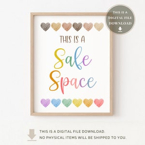 School Counselor Poster Sign Therapist Office Decor Psychologist This Is A Safe Space Zone Art LGBTQ Therapy Posters Door Gifts Counseling