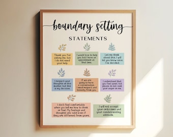 Personal Boundaries Poster Counselor Decor Mental Health Tools  Self Love Respect Esteem Therapy Office Art Social Worker Setting Statements