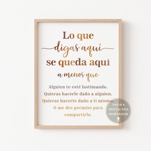 Spanish Confidentiality Sign Poster What You Say Here Stays In Here Unless Counselling School Counselor Office Psychologist Decor Therapist