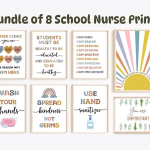 8 Health Clinic Decor School Nurse Office Decor Posters Boho Nurses Wall Art Desk Gift Specialist Clinical Sign Gifts