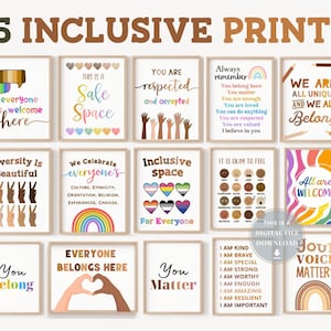 Inclusion sign for classroom diversity equity and quotes inclusive decor poster lgbtq sign bulletin board quality printables elementary art