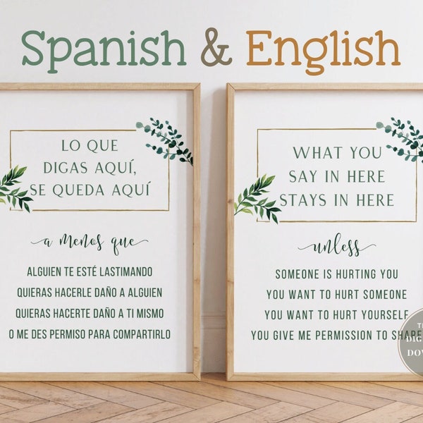 Spanish Confidentiality Sign Poster What You Say Here Stays In Here Unless Counselling School Counselor Office Psychologist Decor Therapist