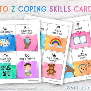 26 Calm Corner Classroom Prints Calming Down Posters Decor Coping Skills Sign Strategies for Kids Flashcard Anxiety Kit Cards Printables Art