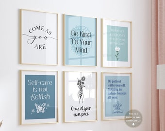 16 Paquete de decoración de oficina de terapia Carteles de salud mental Psicología Arte Consejero de pared Impresiones Trabajador social Autocuidado Amor Consejería escolar