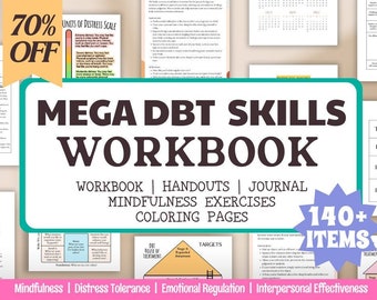 DBT Therapy Worksheet Skill Workbook | Dialectical Behavioral Therapy | Social Work Counselor Resources Therapist Diary Cheat Sheet Summary