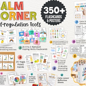 350 Self Regulation Bundle Cards for Kids Social Emotional Learning Activities Feelings Poster Mindfulness SEL Calm Corner Kit Printable