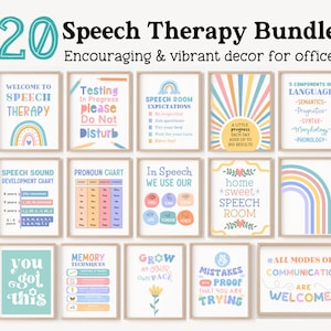 20 Speech Language Pathologist Poster SLP Decor Therapy Wall Art Office Therapist Room Rules Decorations Door Gifts Sign Welcome Bundle Set