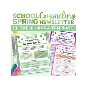 Boletín de orientación escolar de primavera Carta del consejero Introducción Padres Maestros Plantilla editable Carta Póster Tablón de anuncios Folleto