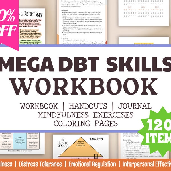 DBT Workbook Teens Bundle Skills Dialectical Behavior Therapy Trauma Therapist Teens Worksheets Anxiety Depression Psychology School Psych