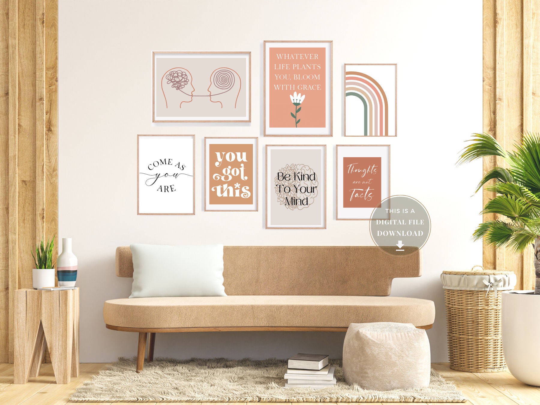 Boho Therapy Office Decor Signs Set Mental Health Posters School ...