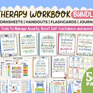 546 Social Work Worksheet Psychology Therapy Resources Handouts Counselor Workbook Anxiety Self-esteem Teens Kids Anger Management Journal