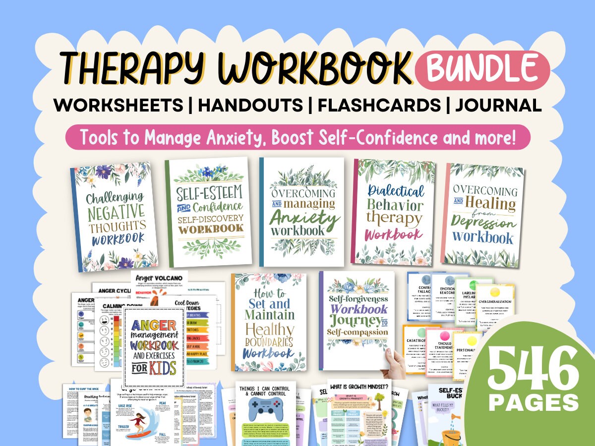 546 Therapy Mega Bundle Worksheets Coping Skills Growth Mindset ...