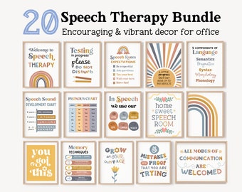 20 Speech Language Pathologist Poster slp office room door sign therapy quotes decorations therapist decor bundle Speech Pathology Wall art