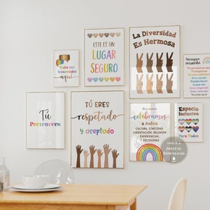 12 Spanish Diversity School Counselor Office Decor Psychology Posters Therapy Wall Art Psych Social Worker Inclusive Poster Signs Classroom image 3