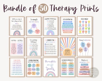 50 Therapist Office Decor Posters therapy bundle psychology decoration school psychologist door sign social work quotes counseling printable