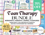 402 Therapy Worksheet Bundle Mental Health Workbook Trauma DBT Social Worker Counseling Activities Self Worth Esteem Boundaries Skills