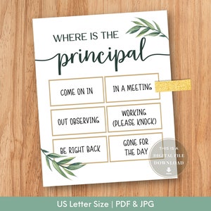 Where is the Principal Door Sign School Principal Office Decor Principal Wall Art Decorations Printable Poster