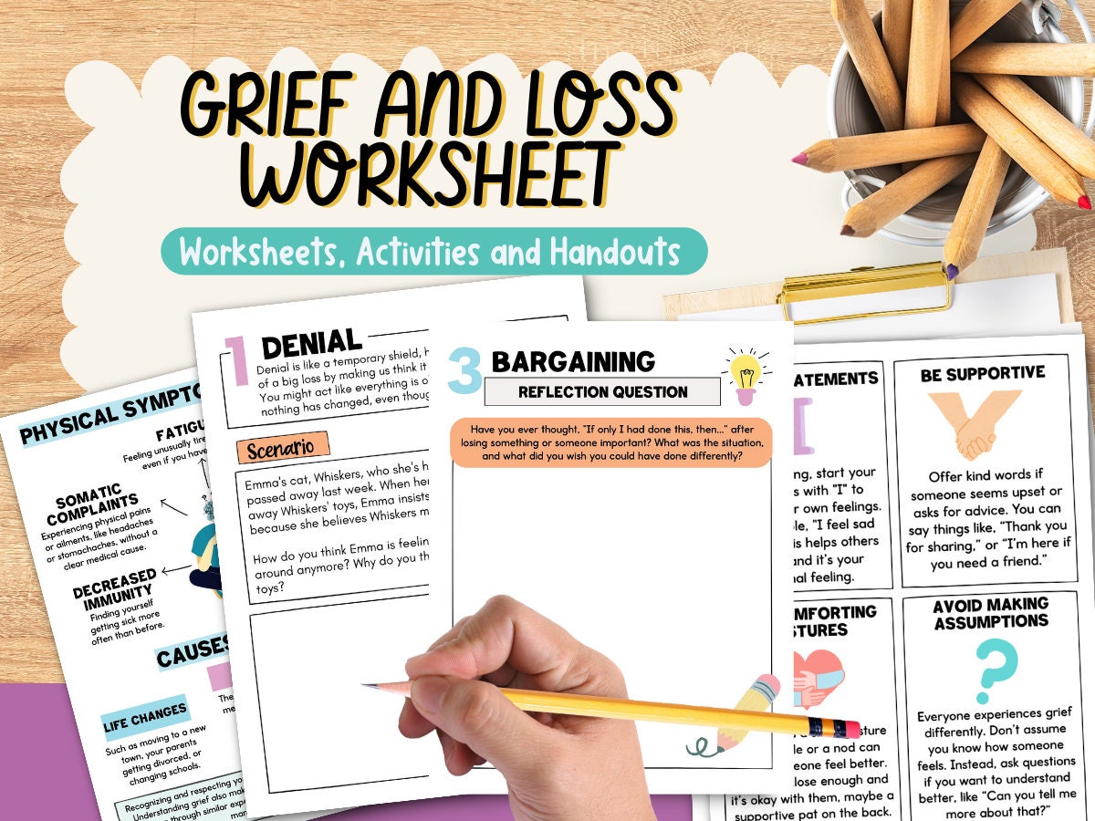 Grief and Loss Worksheets Teens Therapy Workbook Counseling Activities ...