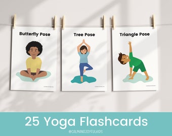 25 Yoga Poses Cards Calm Down Corner Calming Printable Kit School Counselor Print Counseling Poster Classroom Decor Toddler Sign Art Kids