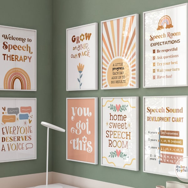 20 Speech Therapy Wall Art Prints SLP Printables Language Pathologist Decor Posters Prints Speech Pathology Therapist Poster Door Gifts Room