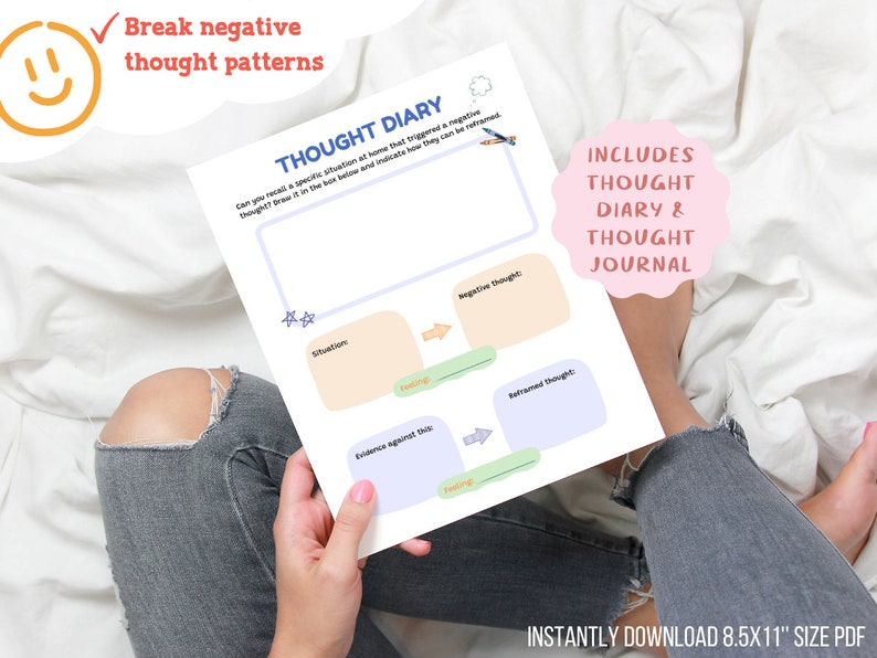 Challenging Negative Thoughts Worksheet Children Anxiety - Etsy