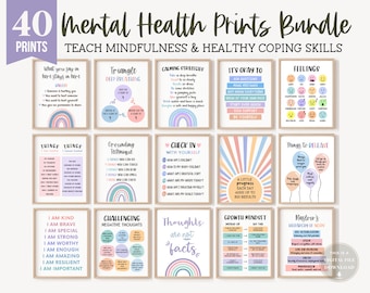 40 School Counselor Sign Posters Therapist Office Decor Social Worker Wall Art Psychologist Desk Set Psych Print Bundle Printable Door Gift