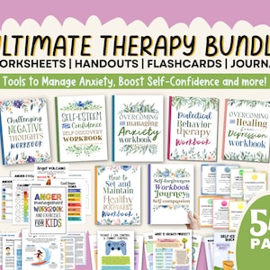 546 Mental Health Worksheets Coping Skills Printable Bundle Therapy Workbook Counseling Self Esteem Anxiety Confidence Therapist Prints