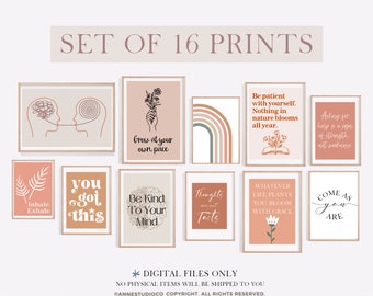 16 Therapeuten Büro Dekor Schilder Beratung Poster Therapie Wand Kunst Schule Psychologe Print Bundle CBT Zitate Seelische Gesundheit Tür Geschenke Set