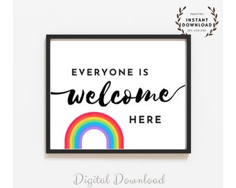 Inclusion School Counselor Poster Office Decor Psychologist Wall Art Counselling Psych Printable All Are Welcome Here Print Signs Door Gifts
