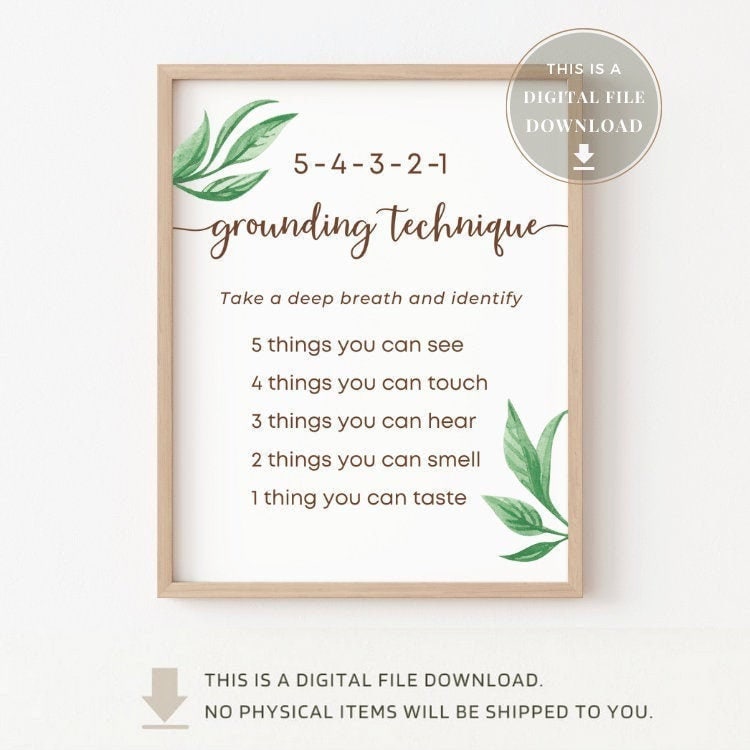 Grounding Technique Poster Psychologist Office Decor Print Etsy